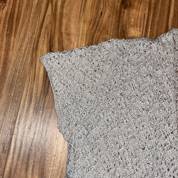 Coldwater Creek womens cardigan XXL  20w 22w crochet knit duster grey silver - Picture 3 of 8